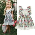 thumbnail image 1 of Alkepwun Toddler Baby Girl Summer Dresses Flutter Sleeve Lace Embroidered Floral Dress Cute Hollow Out Backless Dress Casual Birthday Party Sundress 1-6Y, 1 of 7