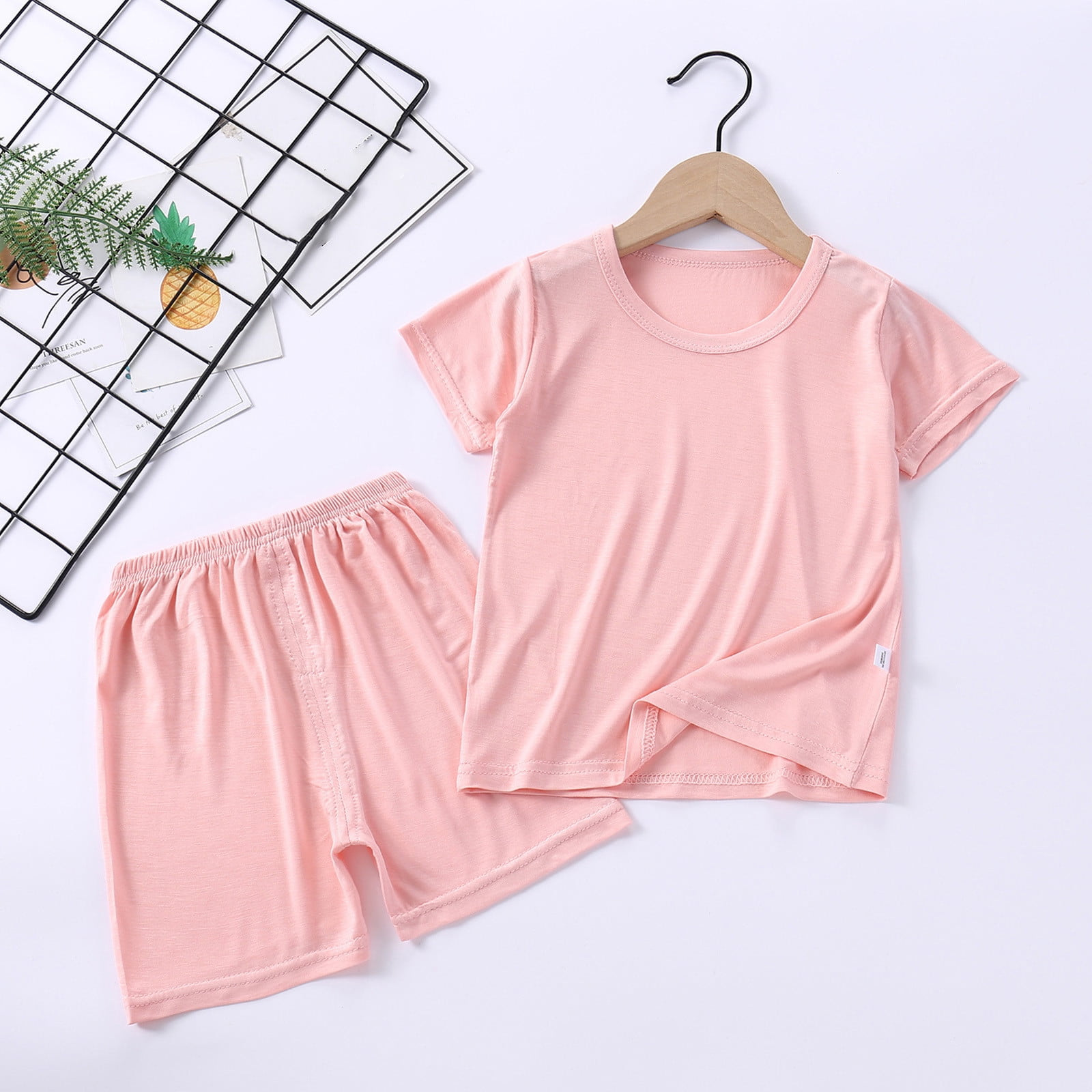 Baby Girls Peach Fashion Print Summer 2-Piece Shorts Set