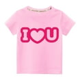 thumbnail image 1 of Alkepwun Toddler Boys Girls Graphic Tees Kids Valentine's Day Shirt I LOVE U Heart Letter Print Short Sleeve Crewneck T Shirts Cotton Tops 3-9Y, 1 of 3