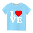 thumbnail image 1 of Alkepwun Toddler Boys Girls Graphic Tees Kids Valentine's Day Shirt Love Heart Letter Print Short Sleeve Crewneck T Shirts Cotton Tops 3-9Y, 1 of 3