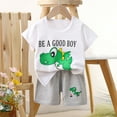thumbnail image 1 of Alkepwun Toddler Boys Summer Clothes Cute Cartoon Dinosaur Trucks Short Sleeve T-shirt Top with Shorts Set Baby Cotton Outfit 2PC, 1 of 3