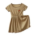 thumbnail image 1 of Alkepwun Toddler Dress Summer Ice Silk Cute Polka Dot Print Ruffled Short Sleeve Dress Sweet Casual Crew Neck Soft Comfort Breathable Dailywear 6Months-10Years, 1 of 3