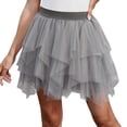 thumbnail image 1 of Alkepwun Tulle Skirt Women's Y2K Asymmetrical Layer A Line Short Skirt Lightweight Breathable Ruffles Mesh Flowy Mini Skirts for Party Club, 1 of 6