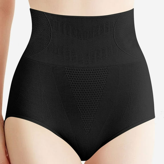 Alkepwun Tummy Control Underwear for Women High-Waisted Postpartum Shaping Underwear with Waist Cincher Butt Lift Cotton Crotch Large Size Underwear Stretch Compression Full Coverage Briefs