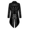 thumbnail image 1 of Alkepwun Tuxedo for Men Vintage Gothic Victorian Lapel Frock Coat Steampunk Gothic Medieval Jacket Halloween Costume Long Sleeve Hoodless Floral Subtle Pattern Casual Jacket, 1 of 6
