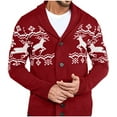thumbnail image 1 of Alkepwun Ugly Christmas Sweater Shawl Collar Christmas Print Knit Button Front Cardigan Sweaters Casual Comfortable Chunky Knit Thick Warm Outerwear Loose Fit Plus Size Winter Soft Street Style Wear, 1 of 4