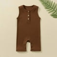 thumbnail image 1 of Alkepwun Unisex Baby Boy Girl Clothes Infant Summer Sleeveless Jumpsuit Overalls Toddler Baby Plain Tank Button Up Outfits Cotton Romper for 3-24M, 1 of 3