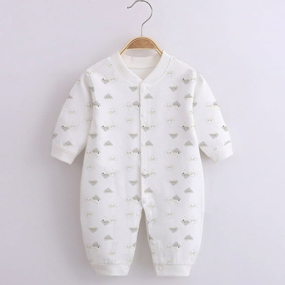 Alkepwun Unisex Baby Long Sleeve Romper Snap Button Jumpsuit Footless Playsuit Newborn Girls Boys Clothes Infant Soft Cotton Pajamas for Sleep and Play 0-12M