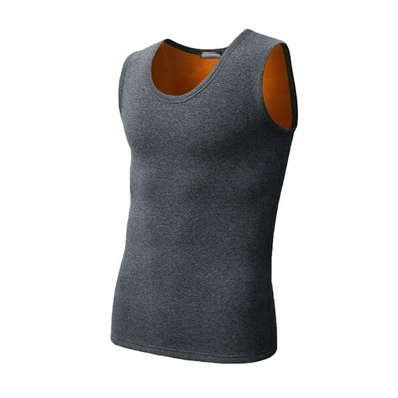 Alkepwun Vest for Men Solid Color Fleece Lined Thickened Sleeveless Thermal Tank Soft Comfortable Skin Friendly Slim Fit Invisible Windproof Warmth Underwear Basic Style Outdoor Heated Undershirt