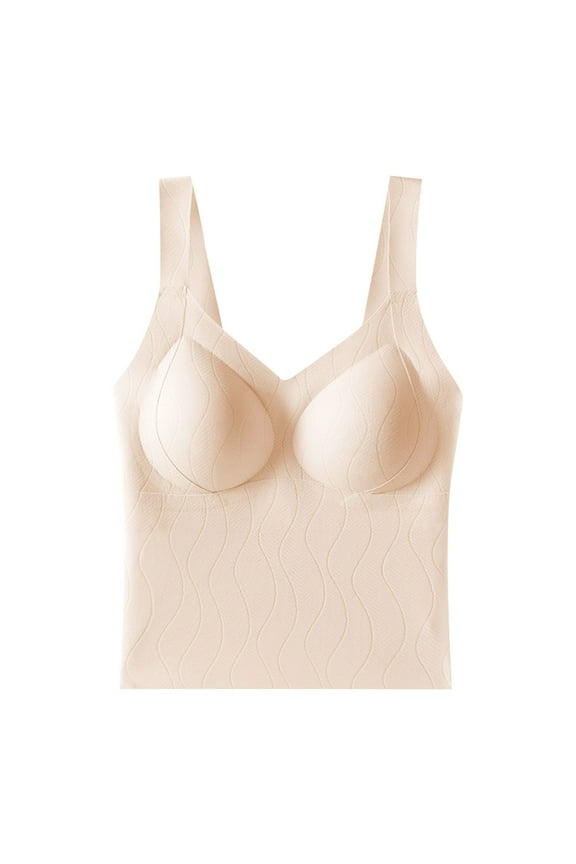 Vest Tops for Women Solid Color Padded Seamless Fleece Lined Thickened Cold Resistant One Piece Sleeveless Thermal Top Soft Comfortable Basic Skin Friendly Invisible 3D Cut Base Layer Vest