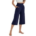 thumbnail image 1 of Alkepwun Wide Leg Capri Pants for Women Casual Loose Cropped Workout Yoga Pants Comfy Flowy Palazzo Lounge Pants with Pockets, 1 of 7