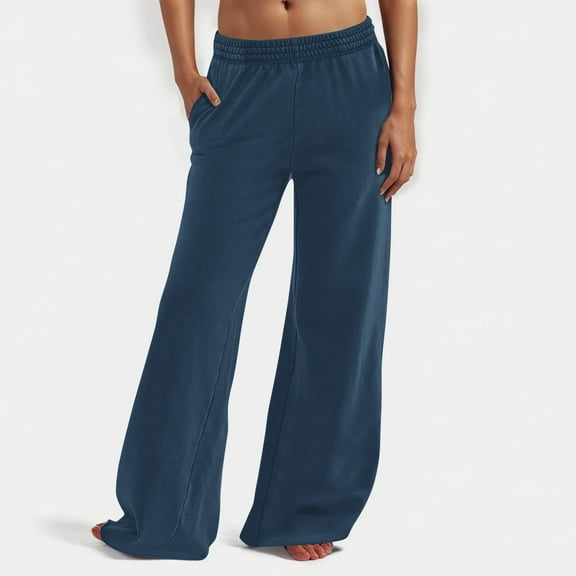 Alkepwun Wide Leg Sweatpants for Women Elastic Waist Workout Athletic Pants Casual Baggy Flare Sweats Lounge Bottoms with Pockets