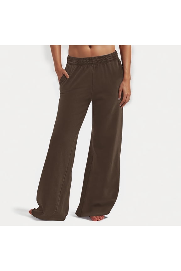 Wide Leg Sweatpants for Women Elastic Waist Workout Athletic Pants Casual Baggy Flare Sweats Lounge Bottoms with Pockets