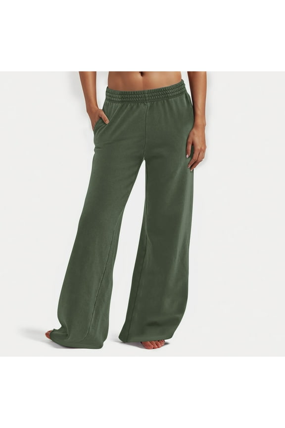 Wide Leg Sweatpants for Women Elastic Waist Workout Athletic Pants Casual Baggy Flare Sweats Lounge Bottoms with Pockets