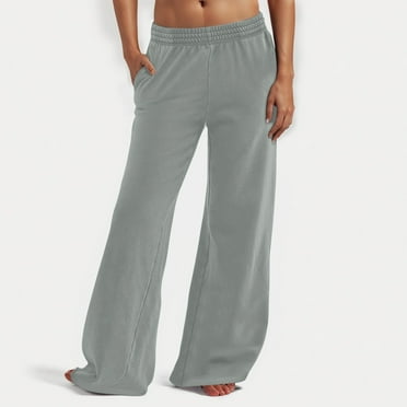 Alkepwun Wide Leg Sweatpants for Women Elastic Waist Workout Athletic Pants Casual Baggy Flare Sweats Lounge Bottoms with Pockets
