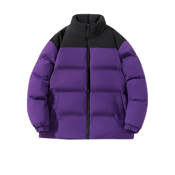 Alkepwun Winter Coats for Men Graphene Paneled Colors Padded Jacket Minimalist Stand Collar Warm Bread Outwear with Pockets Long Sleeve Hoodless Thickened Filled Windproof Casual Jacket