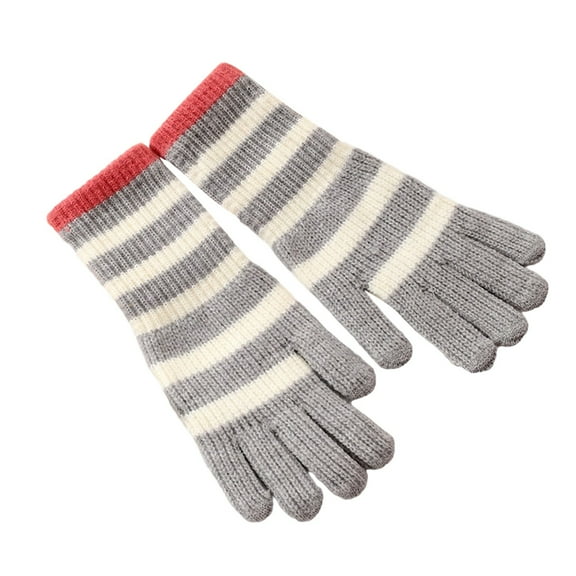 Alkepwun Winter Gloves Color Block Striped Thermal Touchscreen Knitted Mitts Unisex Funny Stretch Windproof Long Glove Soft Comfortable Outdoor Thicken Skiing Cycling Mitten Christmas Glove for Gift