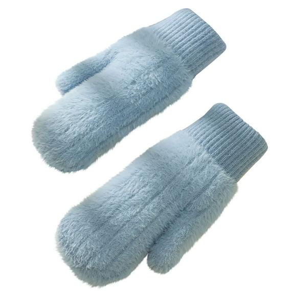Alkepwun Winter Warm Mittens for Women - Thick Knitted Gloves with Soft Lining - Cold Weather Accessories & Gifts