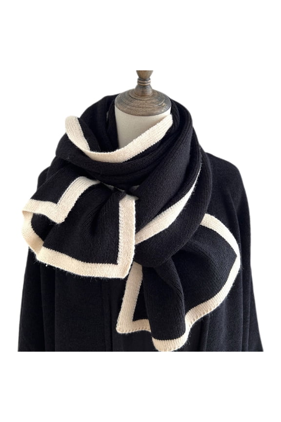 Winter Women Warm Scarf Long Shawl Framed Knitted Woolen Versatile and Warm Square Color Blocked Scarves Cold Weather Thicker Blanket Wrap