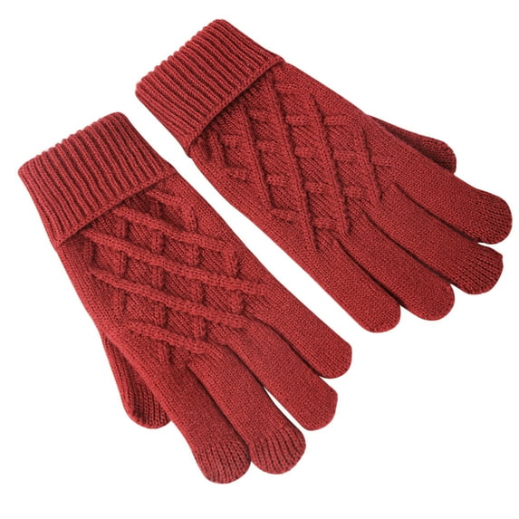 Alkepwun Winter Wool Gloves for Women Solid Color Warm Touch Screen Fleece Lined Elastic Knit Snow Gloves for Cold Weather