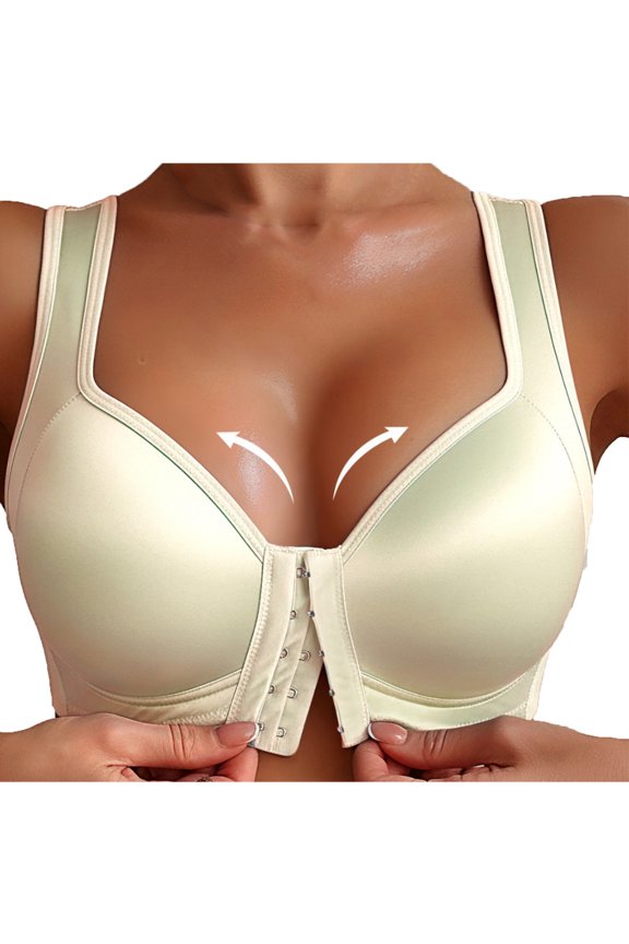 Women Bras Satin Front Closure no Underwire Comfort Full Coverage Bra Lightweight Breathable Plus Size Support Mastectomy Underwear