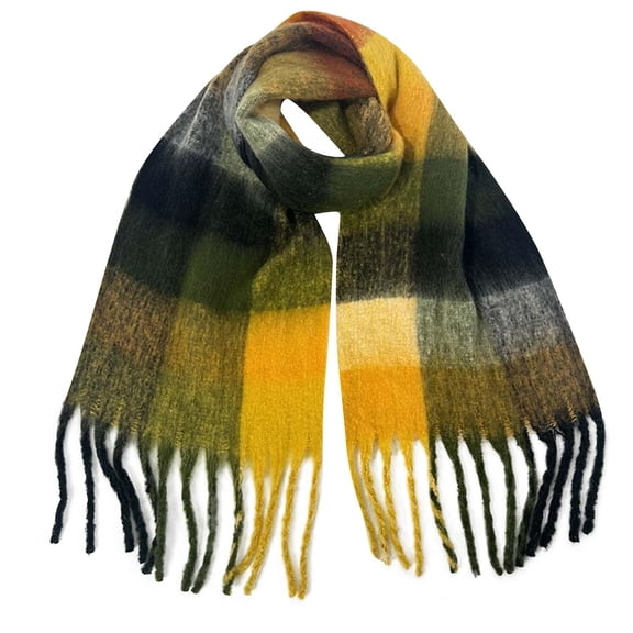 Alkepwun Women Chunky Plaid Scarf Oversized Small Grid Tassel Large Wrap Scarf Soft Fall Winter Thick Warm Shawl Scarves