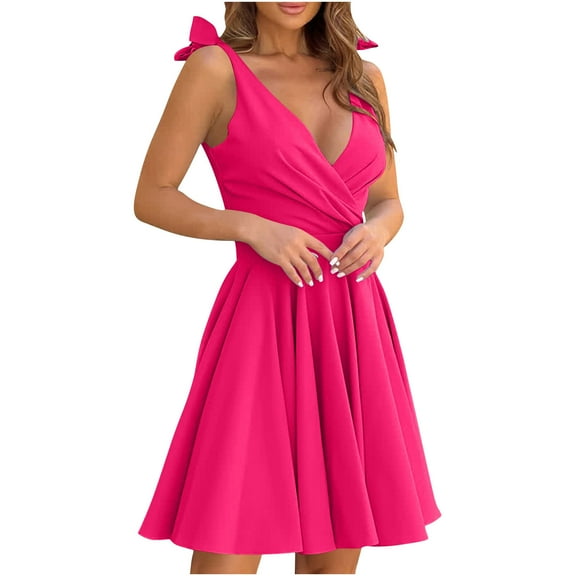 Alkepwun Women Corset Mini Dress Sleeveless Backless Bow Tie Strap Party Dress Dresses V Neck Sexy A-line Mini Party Club Dress