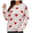 thumbnail image 1 of Alkepwun Women Heart Embroidery Sweater Valentine’s Day Pullovers Long Sleeve Round Neck Knitted Blouse Loose Sweatshirt, 1 of 5