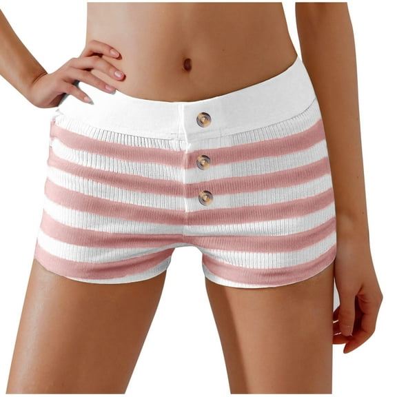 Alkepwun Women Lounge Shorts Button Stripe Y2k Low Rise Sexy Micro Shorts Slim Fit Stretchy Pajama Bottoms Cute Sleep Shorts