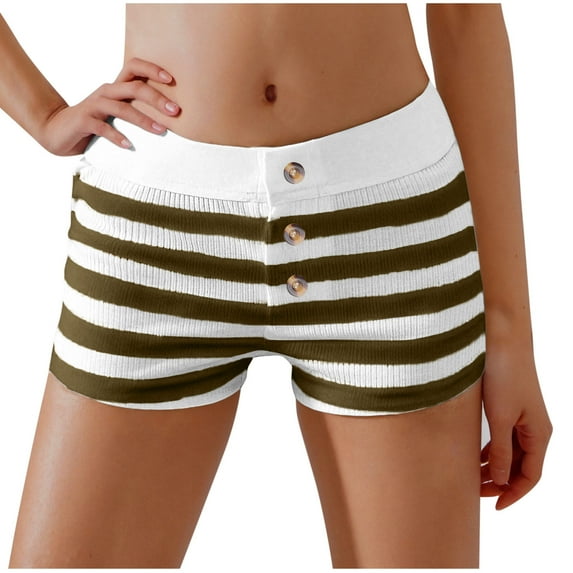 Alkepwun Women Lounge Shorts Button Stripe Y2k Low Rise Sexy Micro Shorts Slim Fit Stretchy Pajama Bottoms Cute Sleep Shorts