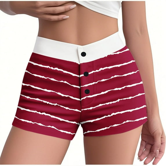 Alkepwun Women Lounge Shorts Button Stripe Y2k Low Rise Sexy Micro Shorts Slim Fit Stretchy Pajama Bottoms Cute Sleep Shorts