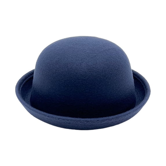 Alkepwun Women Men Vintage Bowler Hat, Solid Color 100% Cotton Felt Classic Rolled Edges Round Top Hat Lightweight Breathable Oversized Jazz Caps