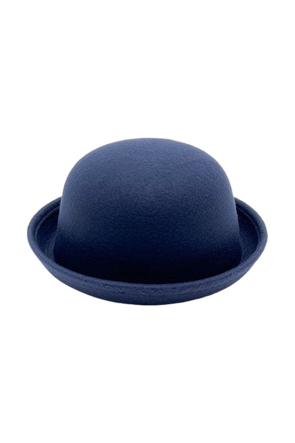 Women Men Vintage Bowler Hat, Solid Color 100% Cotton Felt Classic Rolled Edges Round Top Hat Lightweight Breathable Oversized Jazz Caps