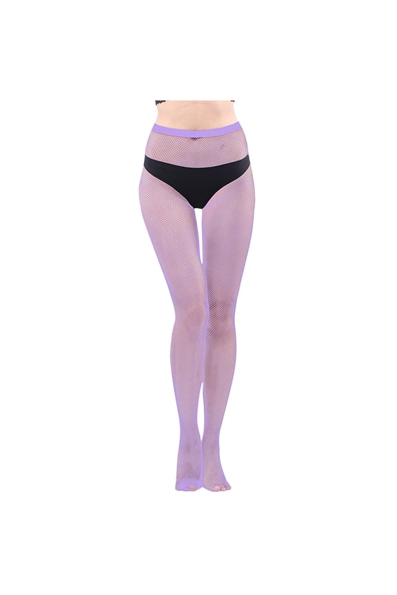 Women Neon Fishnet Stockings High Waist Pantyhose Stripper Lingerie Halloween Cosplay Tights