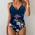 thumbnail image 1 of Alkepwun Women One Piece Swimsuits Tummy Control Cut Out High Waisted Bathing Suit Twist Front Ruched Slimming Mesh Floral Swimwear, 1 of 5