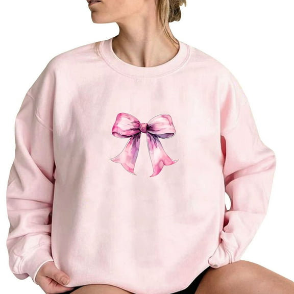 Alkepwun Women's Bow Sweatshirts Long Sleeve Crewneck Sweatshirts Pullover Tops Fall Outfits Trendy