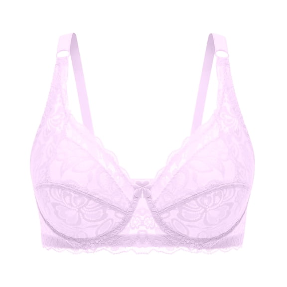 Alkepwun Women's Bras Lightweight Wireless Push Up Floral Lace Adjustable Straps Underwear Comfortable Breathable Anti Sagging Everyday Bra