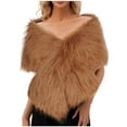 thumbnail image 1 of Alkepwun Women's Faux Fur Shawl Party Faux Fur Collar Fur Wraps for Winter Bridal Wedding Cover Up Cardigan Jacket Top, 1 of 5