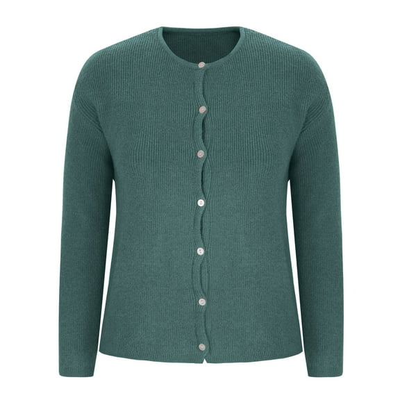 Alkepwun Women's Knit Cardigan Sweater – Long Sleeve Crew Neck Basic Classic Casual Button Down Knitted Soft Open Front Button Top