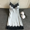 thumbnail image 1 of Alkepwun Women's Lace Trim Satin Lingerie Sexy V Neck Sleepwear Padded Sleeveless Nightgown Full Slip Cami Dress Night Shirts Petite Sleepwear, 1 of 3