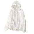 thumbnail image 1 of Alkepwun Women's Lightweight Hooded Sun Shirt Beach Cover Up Long Sleeved Cotton Linen Shirts Button Down Hooded Jacket Top, 1 of 5