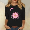 thumbnail image 1 of Alkepwun Women's October Pink Shirt Breast Cancer Fighter T-Shirt Sunflower Graphic Tees Casual 3/4 Sleeve Tops, 1 of 4