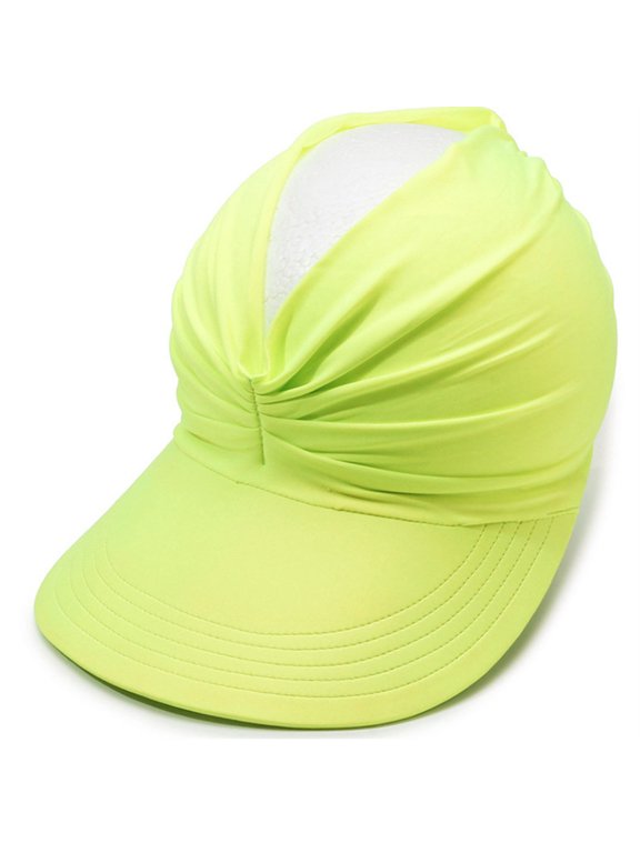 Women's Outdoor Sports Hat Breathable Twisted Ruched Open-Top Ponytail Sun Visor Cap Lightweight Breathable Stretchy Casual Summer Beach Hat