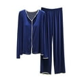 thumbnail image 1 of Alkepwun Women's Pajamas Set Long Sleeved Button Down Sleepwear Top Can Be Worn Externally With Chest Pad and Long Pants Set Soft 2 Piece Pjs Lounge Set, 1 of 3