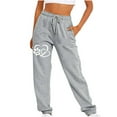thumbnail image 1 of Alkepwun Women's Paw Printed Cute Sweatpants Chic Patchwork Drawstring Workout Active Joggers Baggy Lounge Bottoms with Pockets, 1 of 2