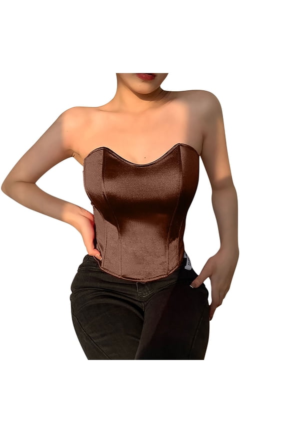 Women's Sexy Corset Strapless Top Solid Fishbone Girdling Backless Tanks Top Short Breast Wrap Bras