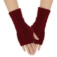 thumbnail image 1 of Alkepwun Women's Solid Color Wrist Arm Warmers Stretchy Cable Knitted Fingerless Gloves Refers to Autumn and Winter, 1 of 4