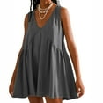thumbnail image 1 of Alkepwun Babydoll Dress dor Women Summer Sleeveless Mini Dress Oversized V Neck Sundress Beach Cover Ups Casual Loose Tiered Flowy Tank Sundresses, 1 of 7