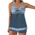 thumbnail image 1 of Alkepwun Women's Swimsuits Plus Size Two Piece Modest Tankini Bathing Set Drawstring Fold Neck Floral Print Hide Belly Bathing Suits Tummy Control Swim Shorts, 1 of 6
