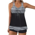 thumbnail image 1 of Alkepwun Women's Swimsuits Plus Size Two Piece Modest Tankini Bathing Set Drawstring Fold Neck Floral Print Hide Belly Bathing Suits Tummy Control Swim Shorts, 1 of 6
